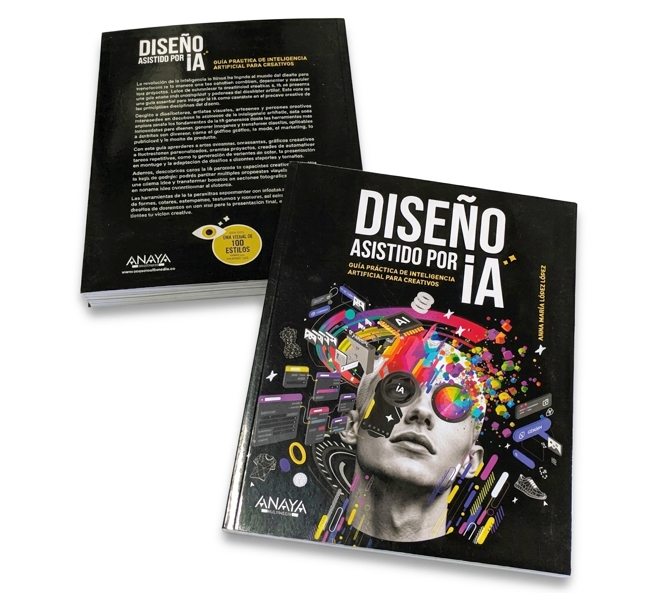 Portada y contraportada del libro Diseño Asistido por IA de Anna María López López